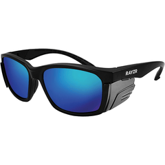 Maxisafe - Rayzr Safety Glasses With Microfibre Bag - Black Frame With Blue Mirror Lens Uv400 - Polarized - Pack Of 12 | ERZ361-12