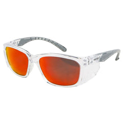 Maxisafe - Rayzr Safety Glasses With Microfibre Bag - Clear Frame With Red Mirror Uv400 Polarised - Carton Of 120 | ERZ385-120