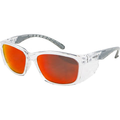 Maxisafe - Rayzr Safety Glasses With Microfibre Bag - Clear Frame With Red Mirror Uv400 Polarised | ERZ385