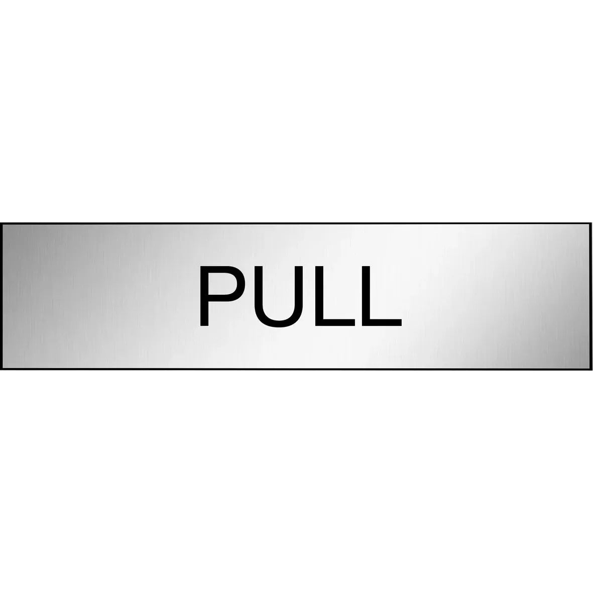 Uniform Safety Signs - 200x50mm - Engraved Label - Black/Brushed Aluminium Traffilite - Adhesive Backed - Pull (horizontal) | ES312