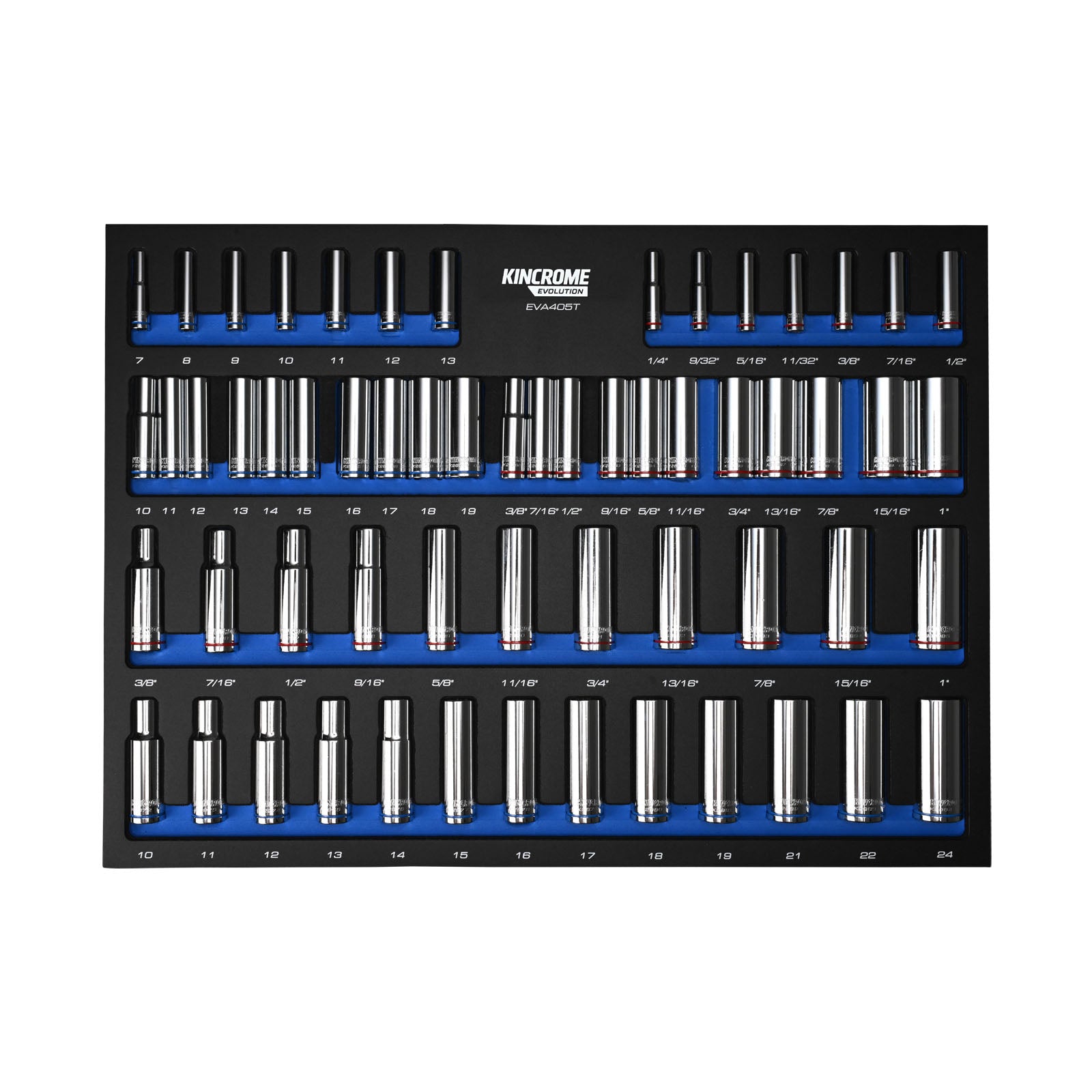 Kincrome Evolution 59 Piece Deep Sockets EVA Tray | EVA405T