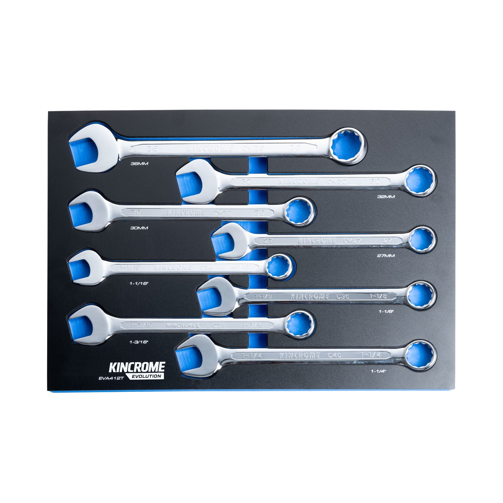 Kincrome Evolution 8 Piece Jumbo Combination Spanners EVA Tray | EVA412T