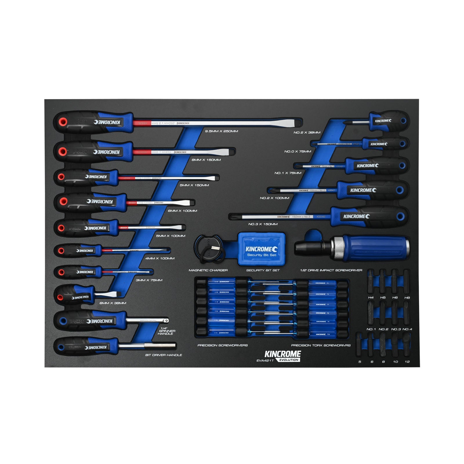 Kincrome Evolution 75 Piece TorqueMaster® Screwdrivers & Fastening EVA Tray | EVA421T