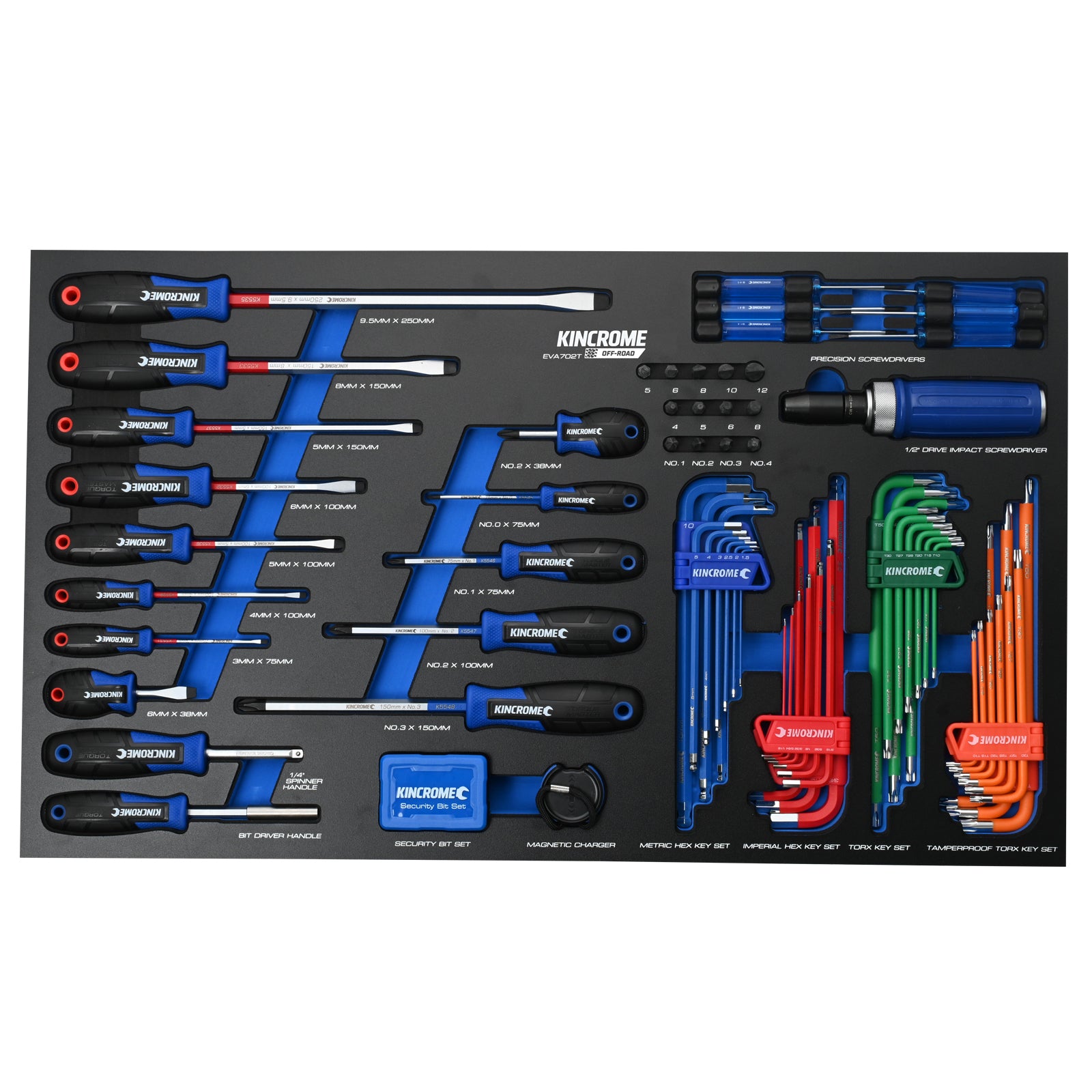 Kincrome OFF-ROAD 105 Piece TorqueMaster® Screwdrivers & Fastening EVA Tray | EVA702T