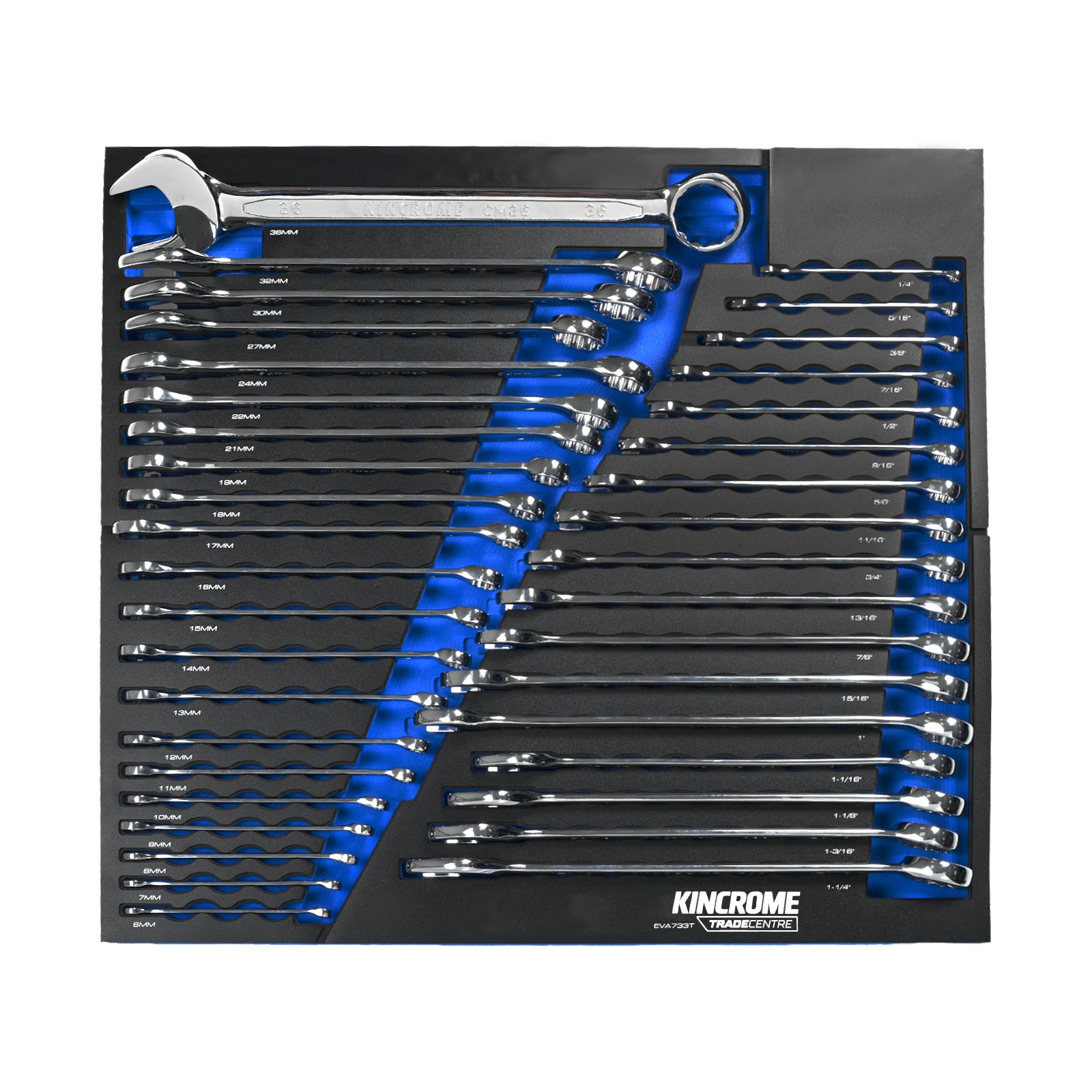 Kincrome TRADE CENTRE 38 Piece Combination Spanners EVA Tray | EVA733T