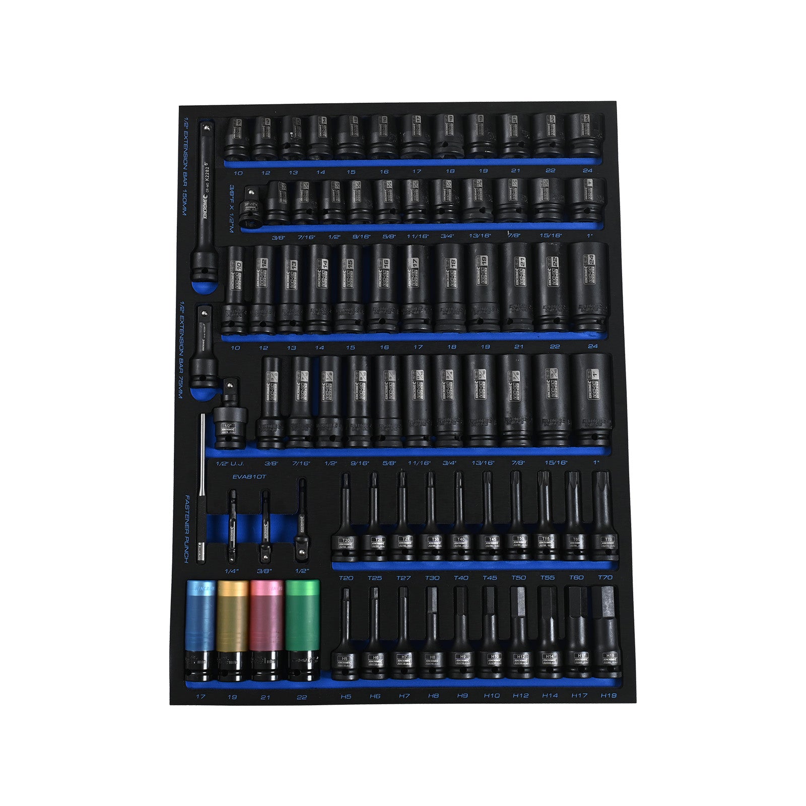 Kincrome TOOL ARMOUR 78 Piece LOK-ON™ Impact Sockets & Accessories EVA Tray | EVA810T