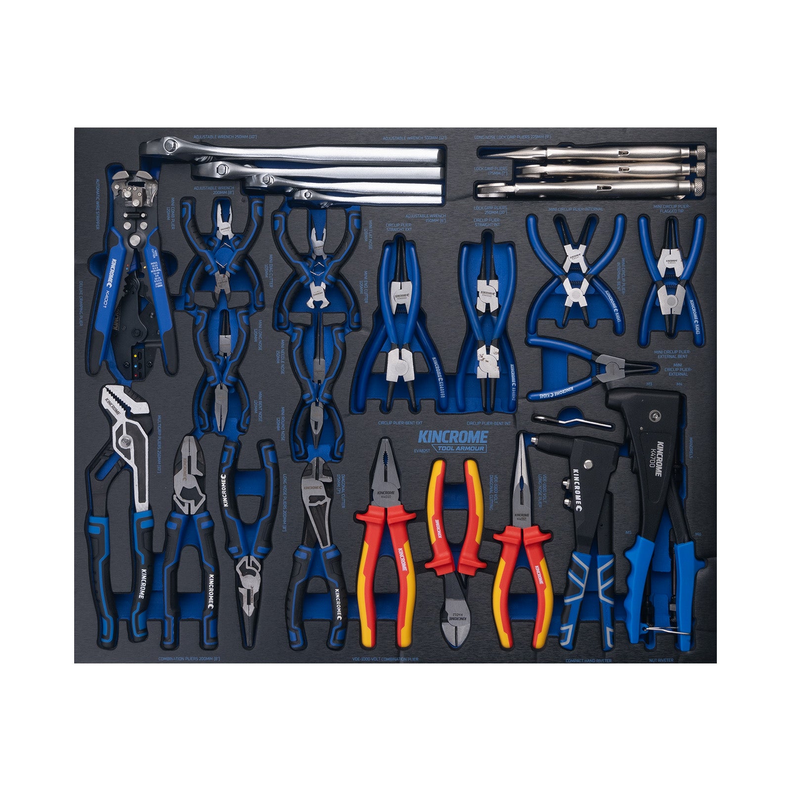 Kincrome TOOL ARMOUR 35 Piece Pliers & Wrenches EVA Tray | EVA825T