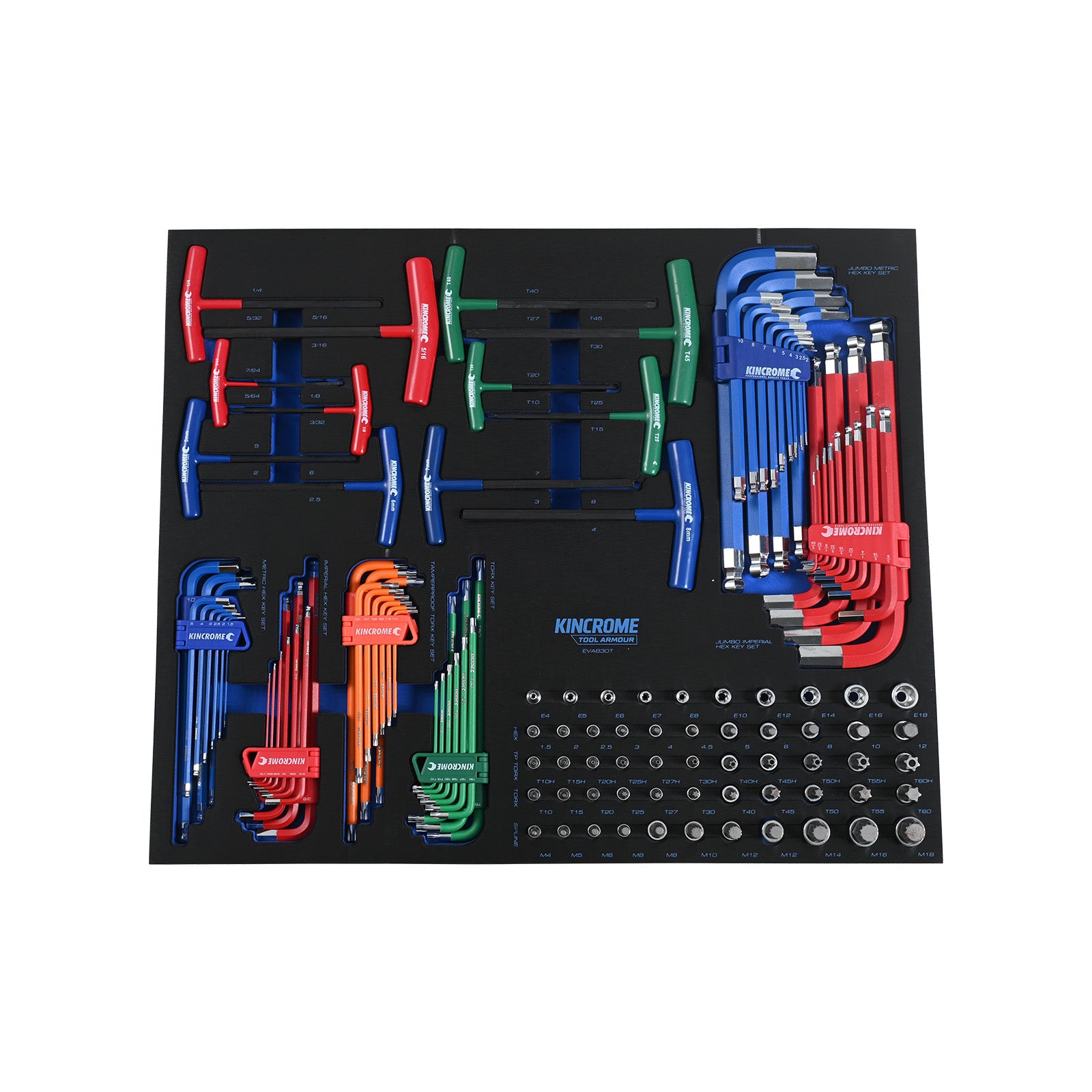 Kincrome TOOL ARMOUR 140 Piece Hex & TORX® Fastening EVA Tray | EVA830T
