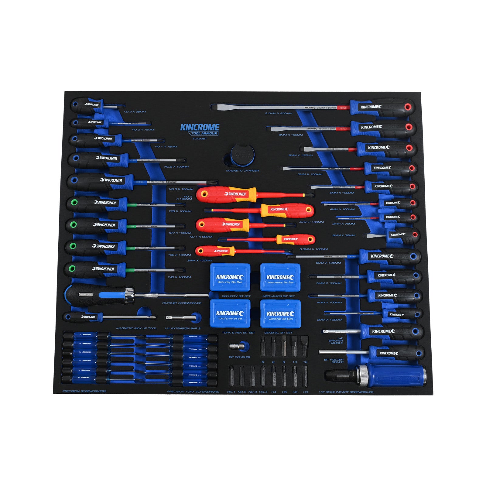 Kincrome TOOL ARMOUR 198 Piece TorqueMaster® Screwdrivers & Fastening EVA Tray | EVA835T