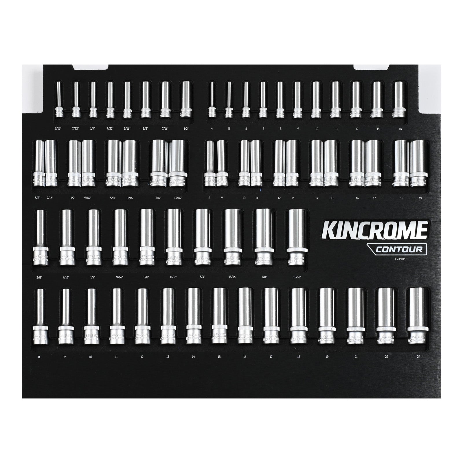 Kincrome CONTOUR® 64 Piece LOK-ON™ Deep Sockets EVA Tray | EVA903T