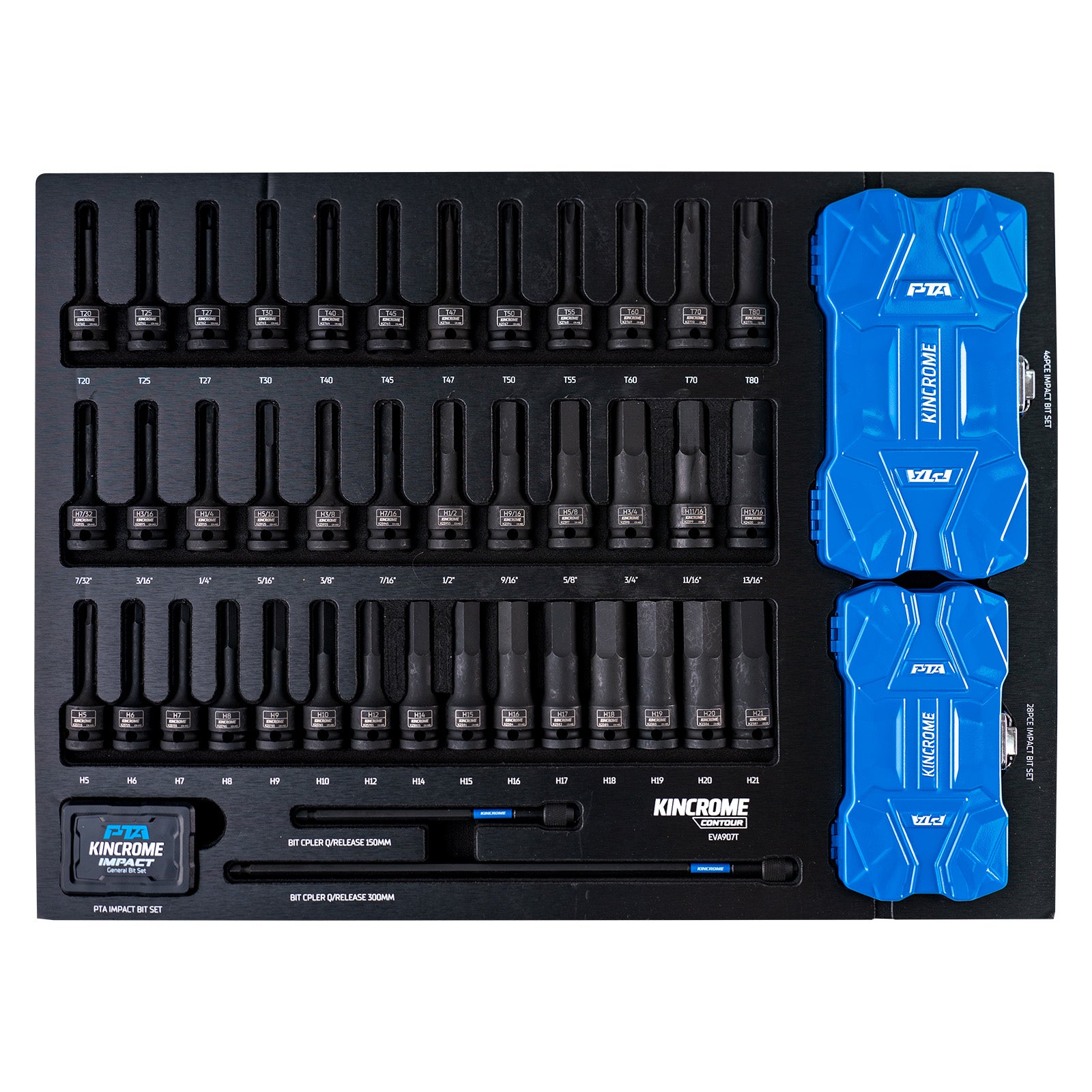 Kincrome CONTOUR® 148 Piece Impact Sockets & PTA EVA Tray | EVA907T