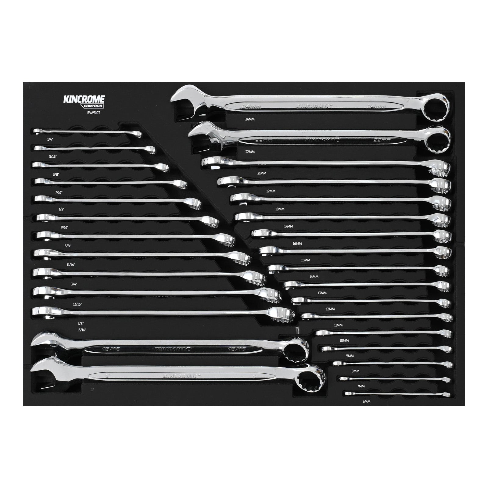 Kincrome CONTOUR® 30 Piece Combination Spanners EVA Tray | EVA910T