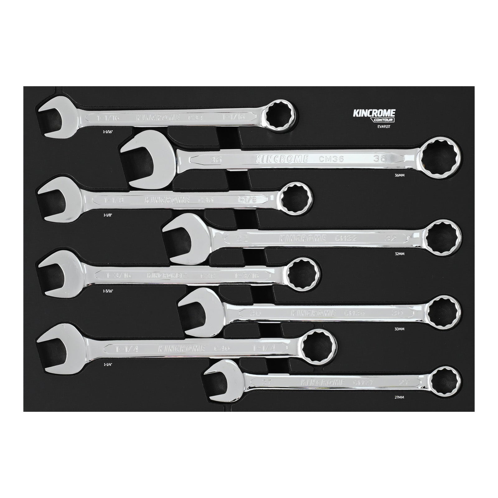 Kincrome CONTOUR® 8 Piece Jumbo Combination Spanners EVA Tray | EVA913T