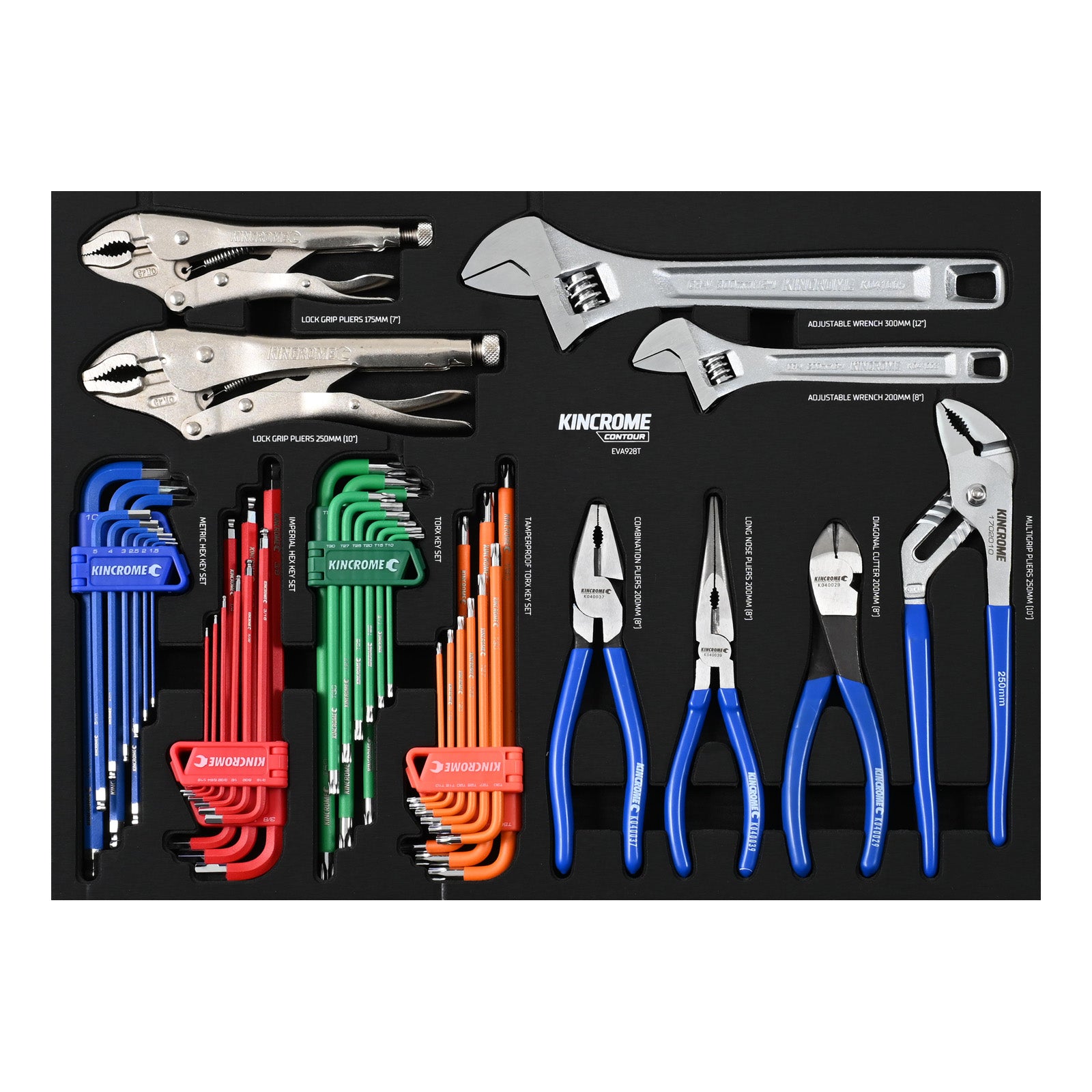 Kincrome CONTOUR® 44 Piece Pliers, Wrenches & Hex / TORX® Fastening EVA Tray | EVA928T