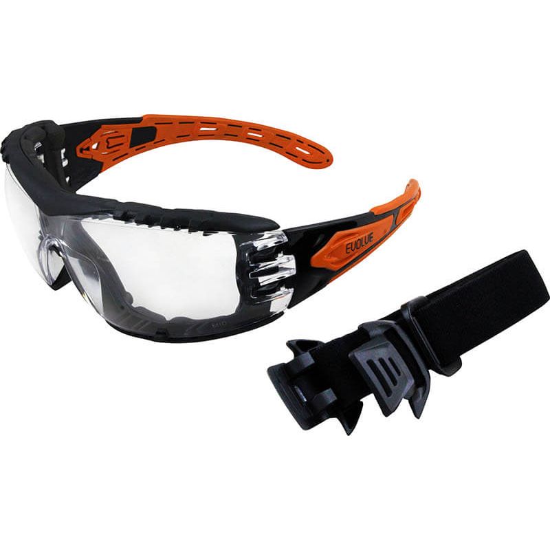 Maxisafe - Evolve Safety Glasses with Gasket & Head Band - Clear Lens