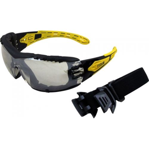 Maxisafe - Evolve Safety Glasses with Gasket & Head Band and Anti-Fog - Silver Mirror Lens
