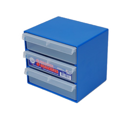 EHI - *Full Ctn Only* 3 Drawer Organiser (blue With Clear Drawers) | F1H-044