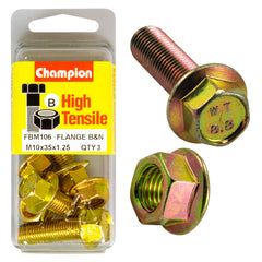 Champion - Hex Flange Bolts & Nuts - High Tensile - x 35 1.25mm - 14AF - Grade 8.8 | FBM106