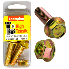 Champion - Hex Flange Bolts & Nuts - High Tensile - x 40 1.25mm - 14AF - Grade 8.8 | FBM107