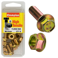 Champion - Hex Set Screws & Nuts - High Tensile - Flanged - 10AF - M6 x 16mm - Grade 8.8 | FBM21