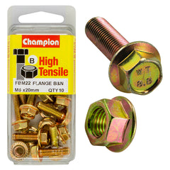 Champion - Hex Set Screws & Nuts - High Tensile - Flanged - 10AF - M6 x 20mm - Grade 8.8 | FBM22