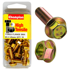 Champion - Hex Set Screws & Nuts - High Tensile - Flanged - 10AF - M6 x 25mm - Grade 8.8 | FBM23