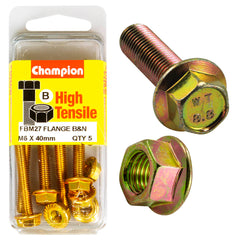Champion - Hex Set Screws & Nuts - High Tensile - Flanged - 10AF - M6 x 40mm - Grade 8.8 | FBM27