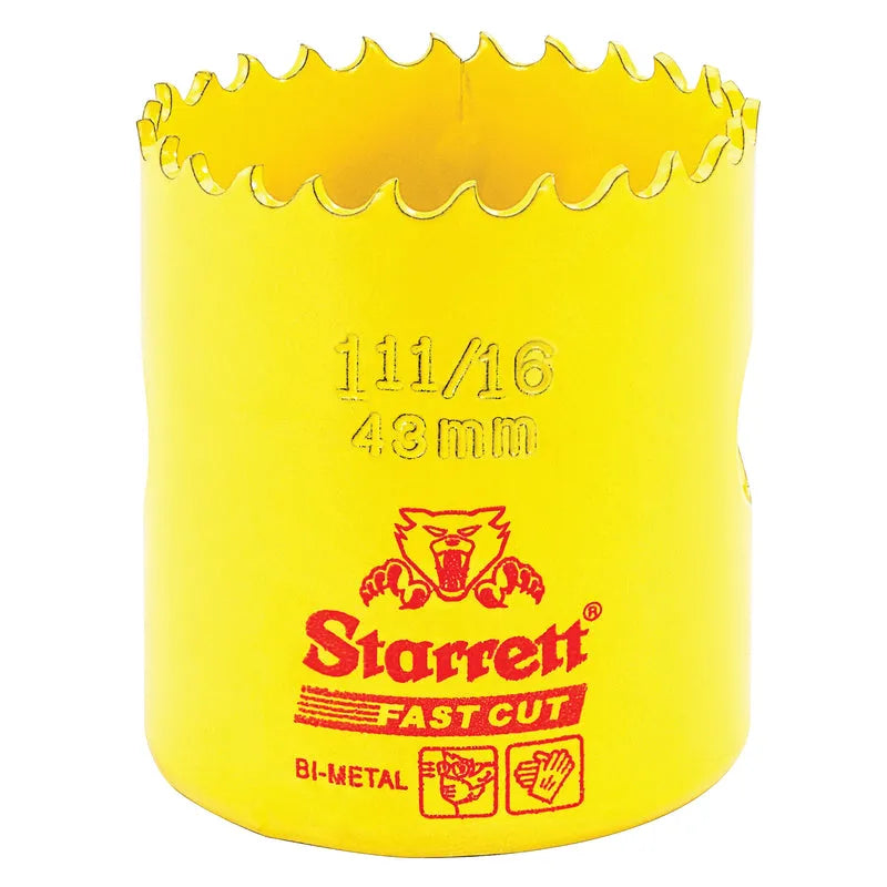 Starrett - FCH Bi-Metal Fast Cut Holesaw 43mm (1.11/16inch) | FCH1116