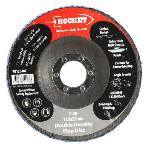 EHI - Rocket Flap Disc 125x22 40grit Zirc D/density | FD12540Z