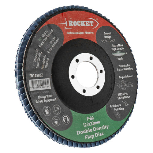 EHI - Rocket Flap Disc 125x22 80grit Zirc D/density | FD12580Z