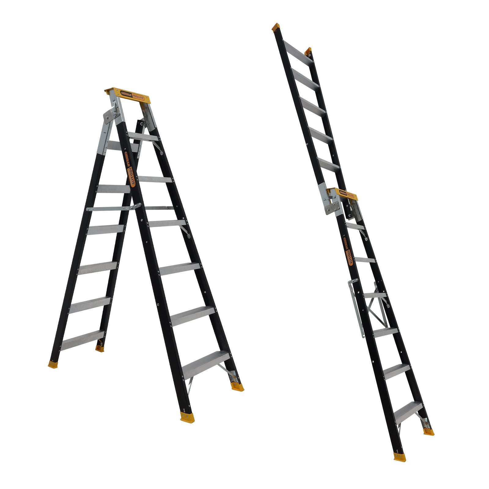 Gorilla - Dual purpose ladder 2.1-3.9m (7-13ft) Fibreglass 180kg Heavy Duty Industrial | FDM007-HD