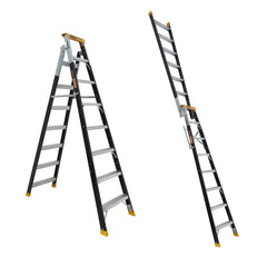 Gorilla - Dual purpose ladder 8 Step (2.35 - 4.35m) Pro-Lite Fibreglass 150kg Industrial | FDM008-PRO
