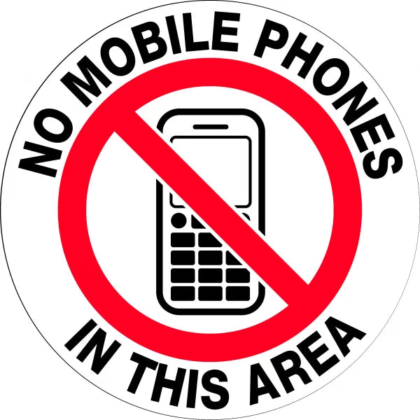 Uniform Safety Signs - 400mm dia - Anti-Slip Floor Graphics - Concrete - No Mobile Phones in This Area | FG1105