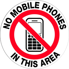 Uniform Safety Signs - 400mm dia - Anti-Slip Floor Graphics - Concrete - No Mobile Phones in This Area | FG1105