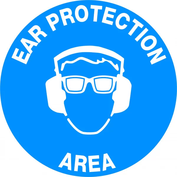 Uniform Safety Signs - 400mm dia - Anti-Slip Floor Graphics - Concrete - Ear Protection Area | FG1107