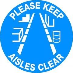 Uniform Safety Signs - 400mm dia - Anti-Slip Floor Graphics - Concrete - Please Keep Aisles Clear | FG1110
