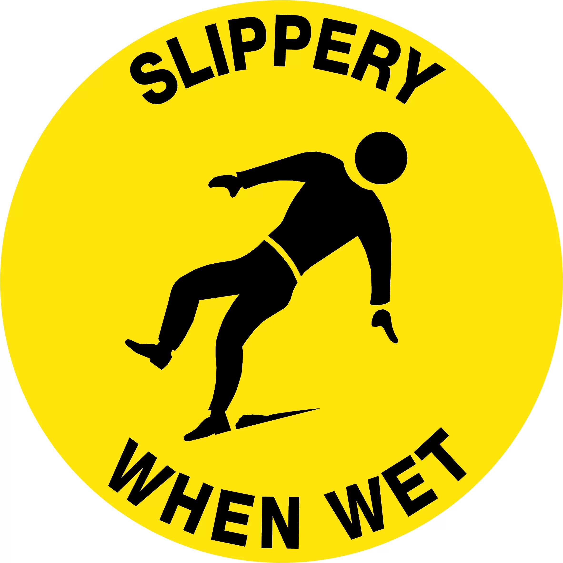 Uniform Safety Signs - 400mm dia - Anti-Slip Floor Graphics - Concrete - Slippery When Wet | FG1115