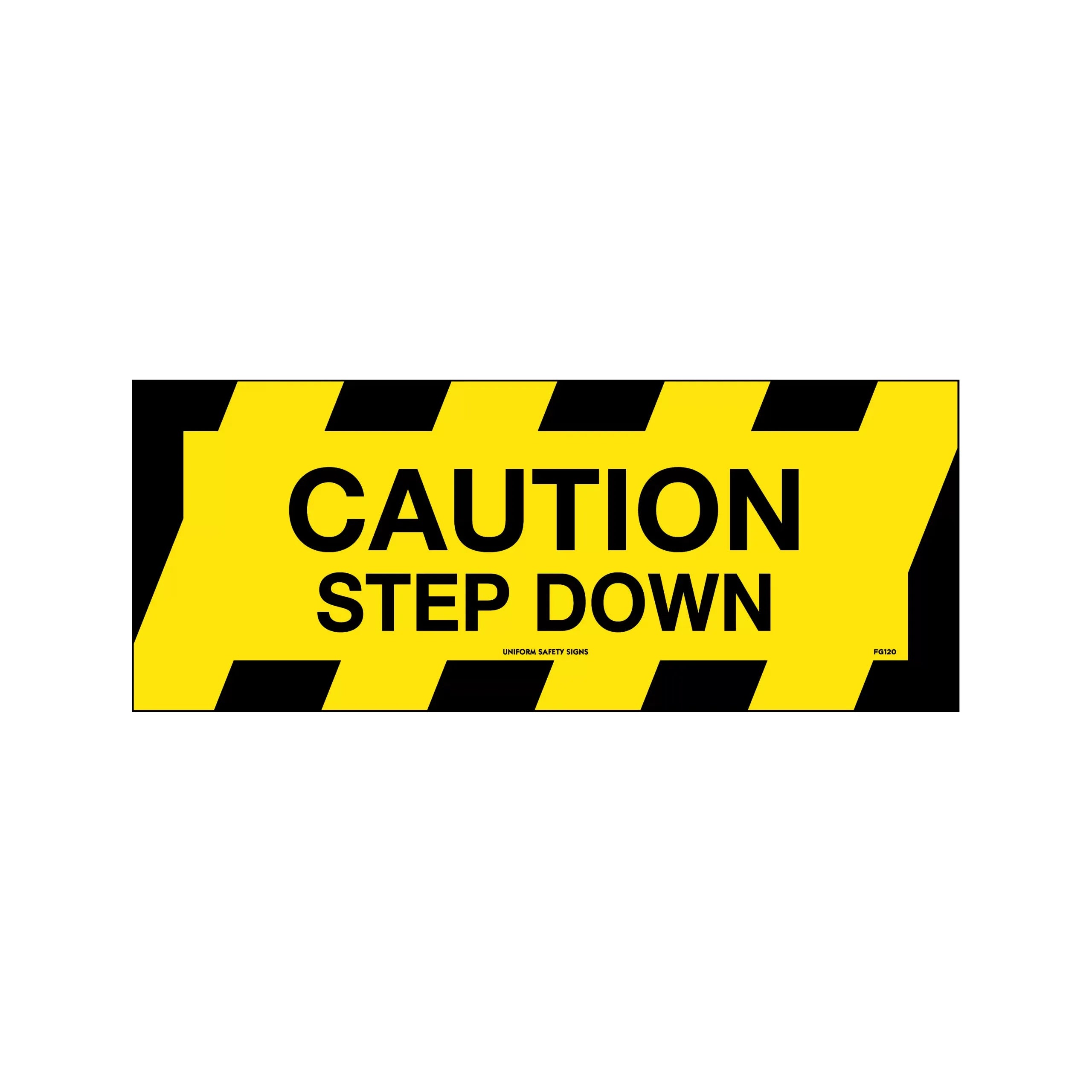 Uniform Safety Signs - 450x180mm - Anti-Slip Floor Graphics - Concrete - Caution Step Down | FG1120