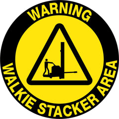 Uniform Safety Signs - 430mm Dia - Anti Slip Floor Graphics - Concrete - Warning Walkie Stacker Area | FG1123