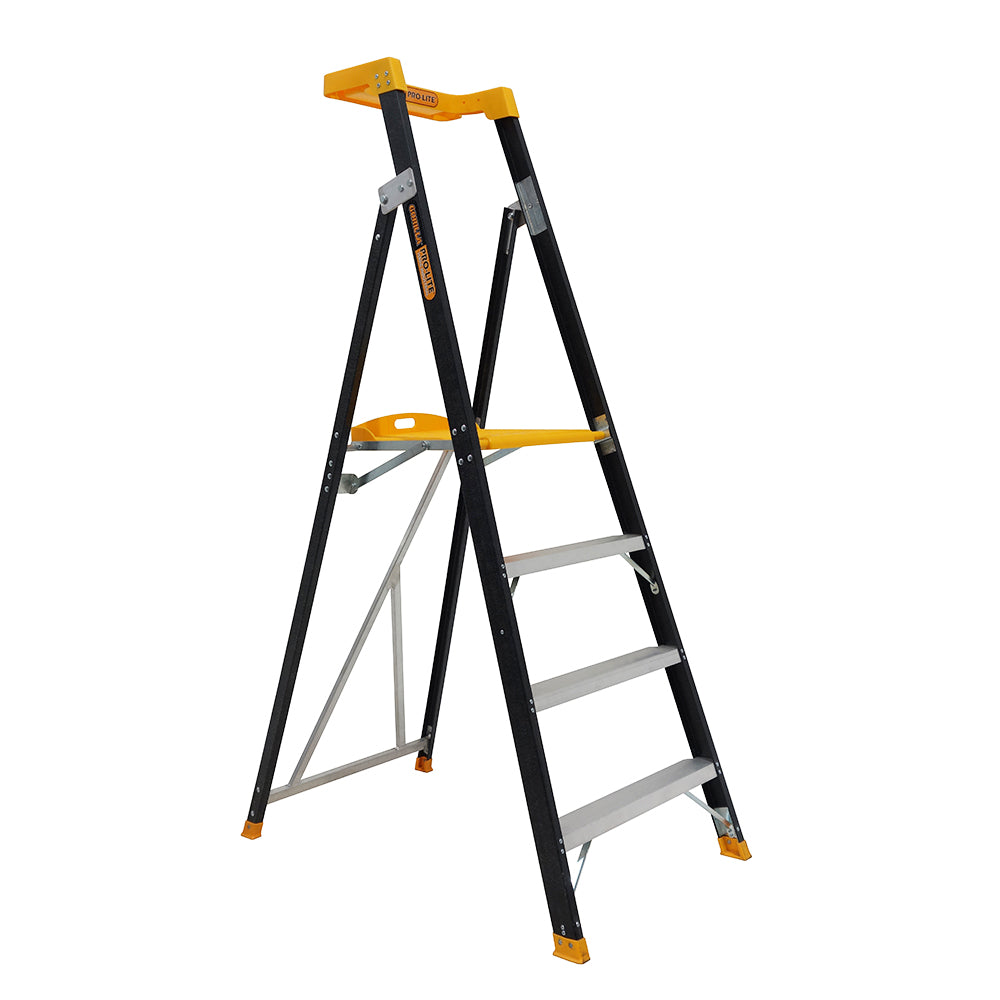 Gorilla - Platform ladder 4 Step (1.14m) Pro-Lite Fibreglass 150kg Industrial | FPL004-PRO