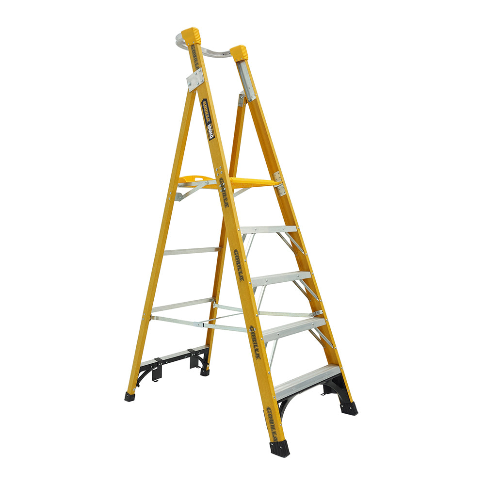 Gorilla - Platform ladder Fibreglass 1.5m (5ft) Fibreglass Aluminium 180kg Heavy Duty Industrial | FPL005-HD