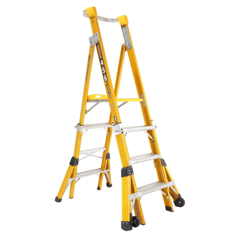 Gorilla - Adjustable height platform ladder 1.5-1.8 (4-5-6ft) Fibreglass 150kg Industrial | FPL0406-I
