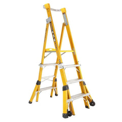 Gorilla - Adjustable height platform ladder 2.1-2.4m (5-6-7-8ft) Fibreglass 150kg Industrial | FPL0508-I