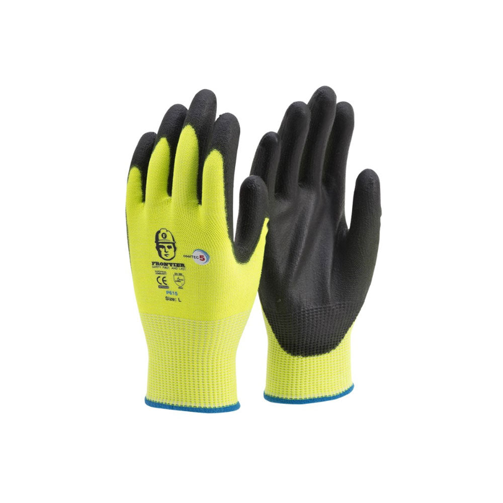 Frontier -  Glove Frontier Iguana Cut 5 Fluro Yellow PU Palm Size Small | 9322297063294