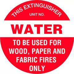Uniform Safety Signs - 200mm Disc - Self Adhesive - Fire Extinguisher Marker - Water (Red) | FRL01A