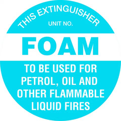 Uniform Safety Signs - 200mm Disc - Self Adhesive - Fire Extinguisher Marker - Foam (Blue) | FRL02A