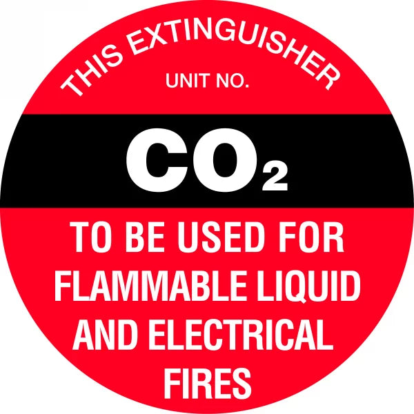 Uniform Safety Signs - 200mm Disc - Self Adhesive - Fire Extinguisher Marker - CO2 (Black) | FRL04A