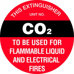 Uniform Safety Signs - 200mm Disc - Self Adhesive - Fire Extinguisher Marker - CO2 (Black) | FRL04A