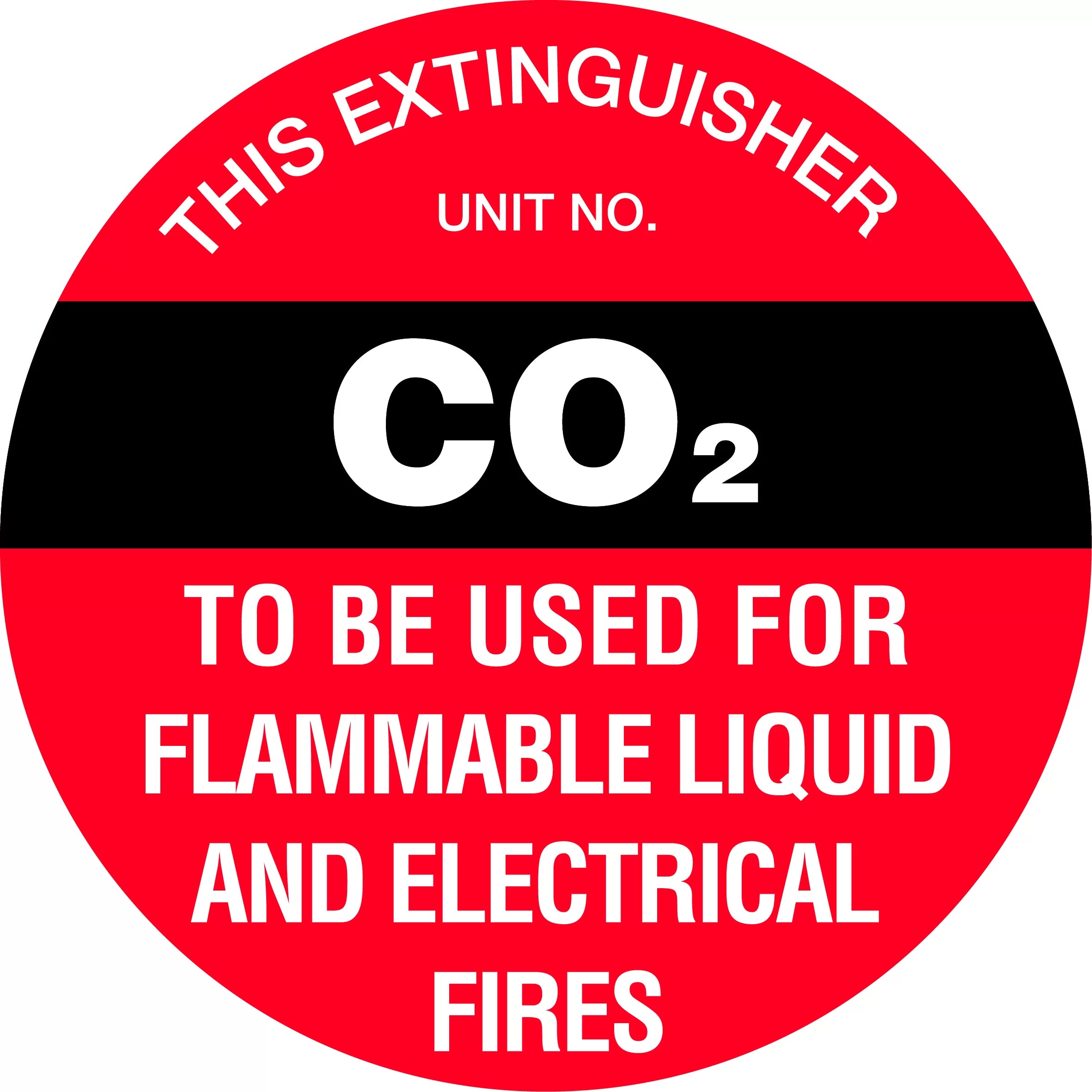 Uniform Safety Signs - 200mm Disc - Poly - Fire Extinguisher Marker - C02 (Black) | FRL04P