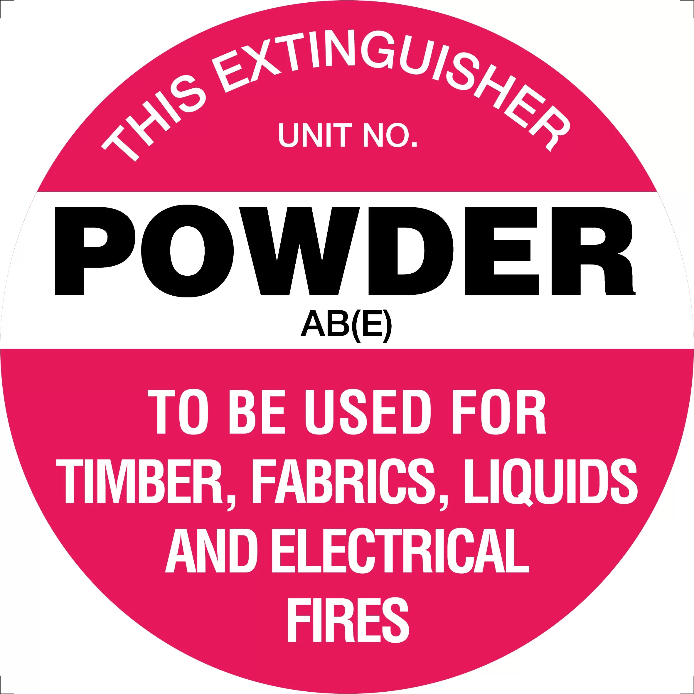 Uniform Safety Signs - 200mm Disc - Self Adhesive - Fire Extinguisher Marker - Powder AB(E) (White) | FRL05A